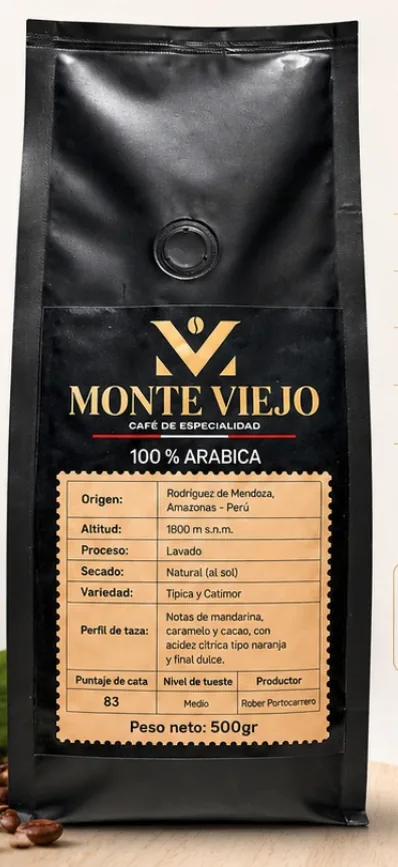 Vista frontal de la bolsa Monte Viejo de 500 g