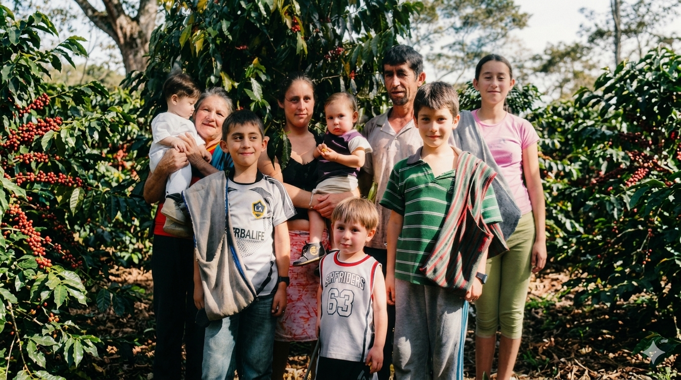 Familia productora Monte Viejo en el cafetal